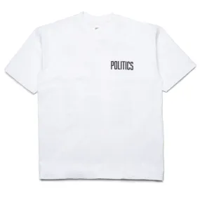 Politics Bootleg Tee - White Adjustable Waist Fitted Silhouette