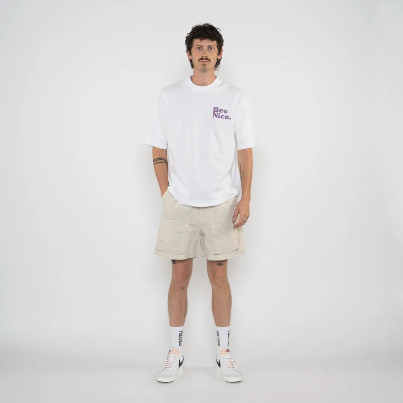 Modern Prints Quick Dry Technology Politics Busy Being Nice Core Tee - White/Mauve