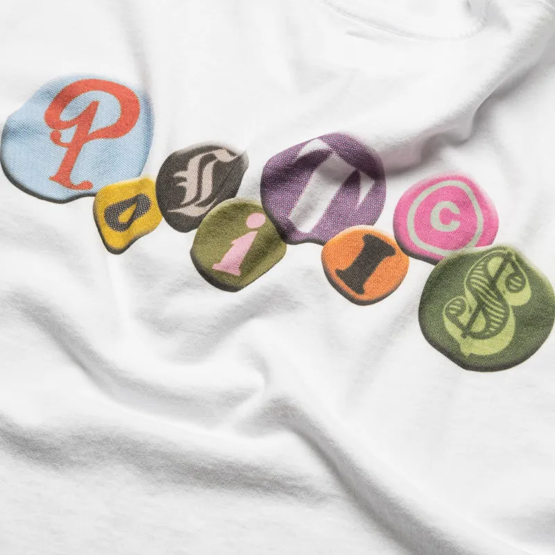 High-waisted Cropped Politics Buttons Tee - White