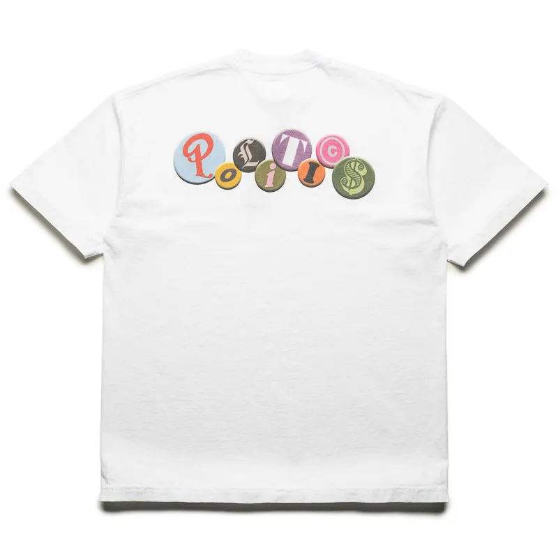 Fashion Design Outdoor Clothing Politics Buttons Tee - White