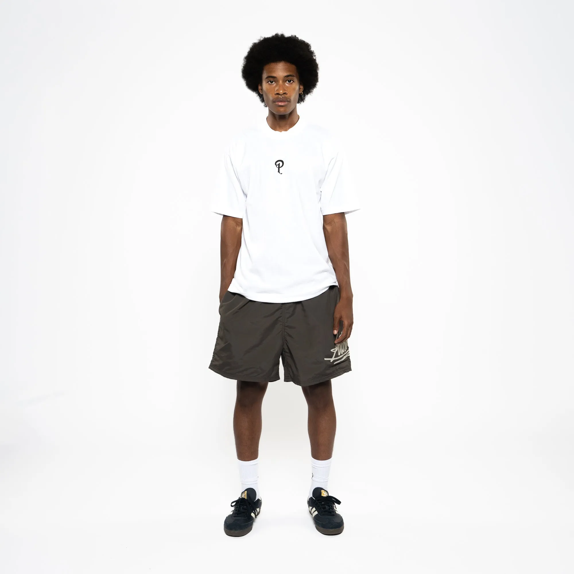 Politics Center P Logo Tee - White Contemporary Design ribbon