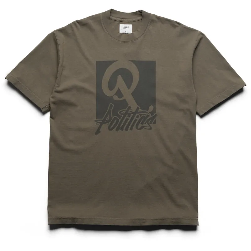 Politics Oversized Graffiti Tee - Army Recycled Polyester Blend