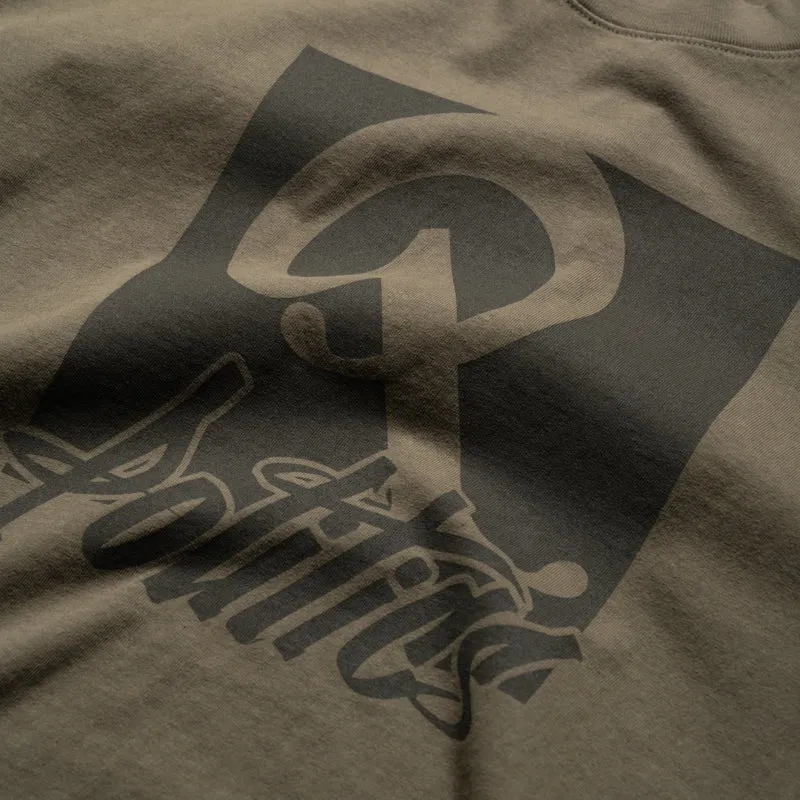 Snap Buttons squash venue Politics Oversized Graffiti Tee - Army