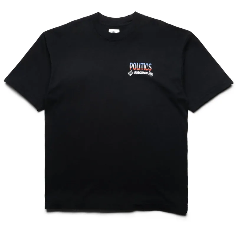 Politics Racing Tee - Black Fashion Design sequined hem