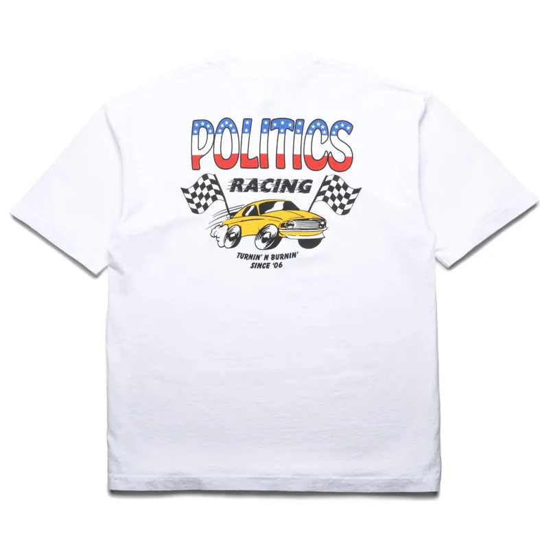 Politics Racing Tee - White picnic clothes temperate climate