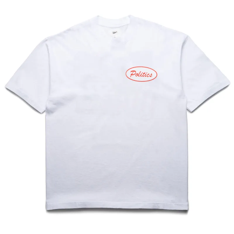 Politics Sponsor Tee - White Three quarter sleeve In-demand