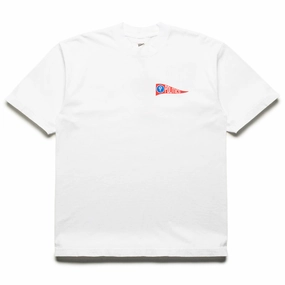 Politics Pennant Tee - White denim shorts silhouette