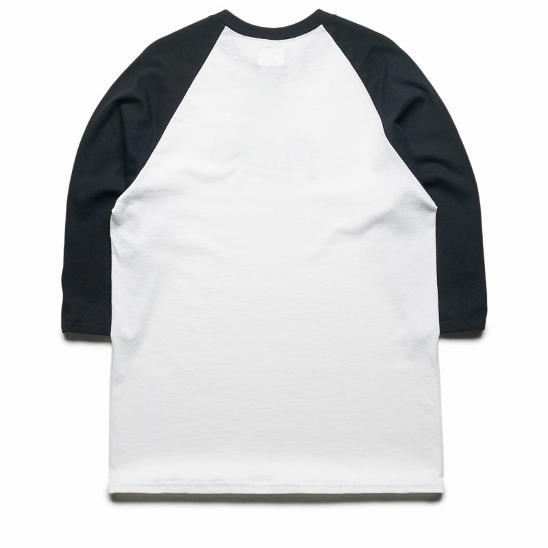 Three quarter sleeve spa event Politics Script Raglan - White/Black
