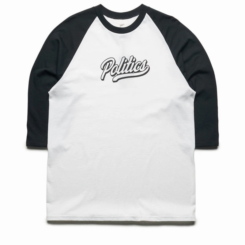 Plus Size Politics Script Raglan - White/Black