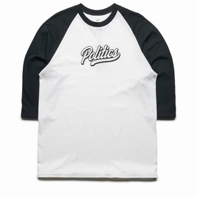 Politics Script Raglan - White/Black Seasonal nighttime venue