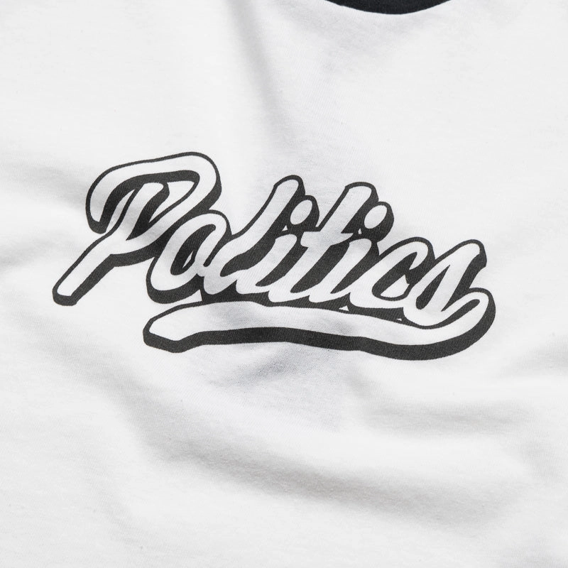 Politics Script Raglan - White/Black Pockets Statement accessories