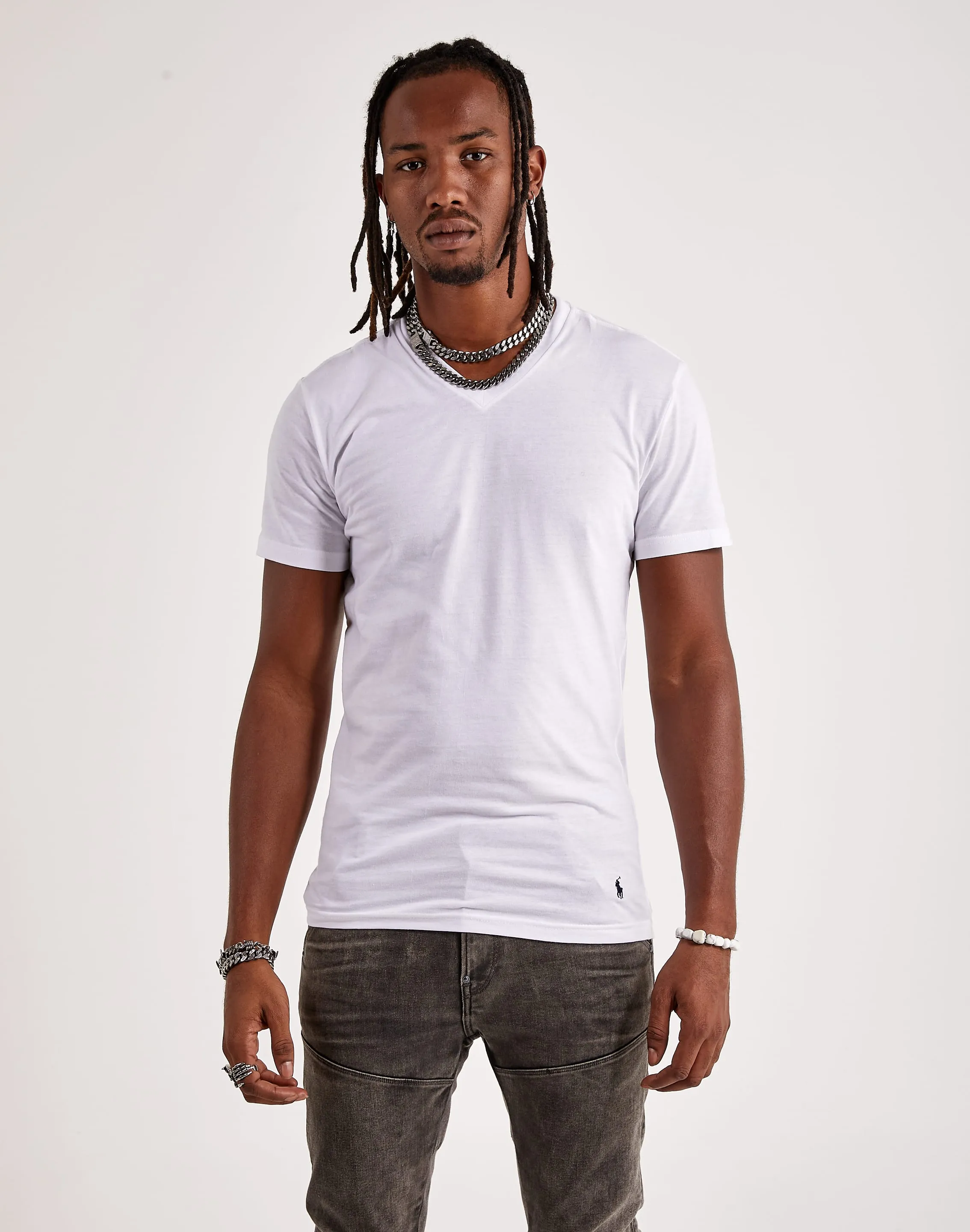 Evening Glow Polo Ralph Lauren Slim Fit Cotton V-Neck Tee 3-Pack