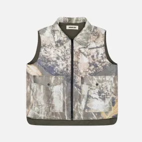 Friend Vibe Layered Hem Details POLY FILLED REVERSIBLE VEST - FATIGUE GREEN