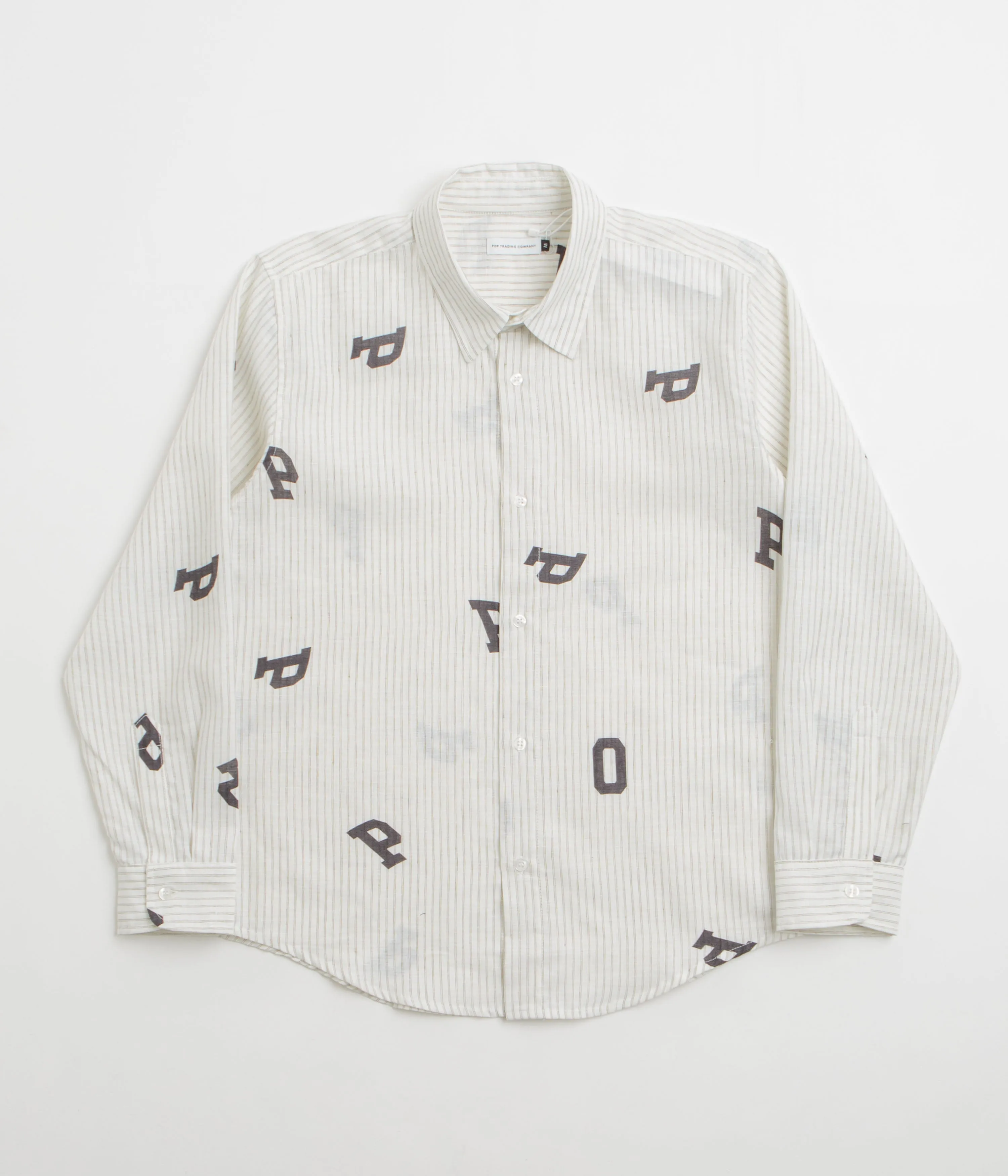 Fashion Forward Essential Wardrobe Pop Trading Company Letters Striped Pop Shirt - White Linen