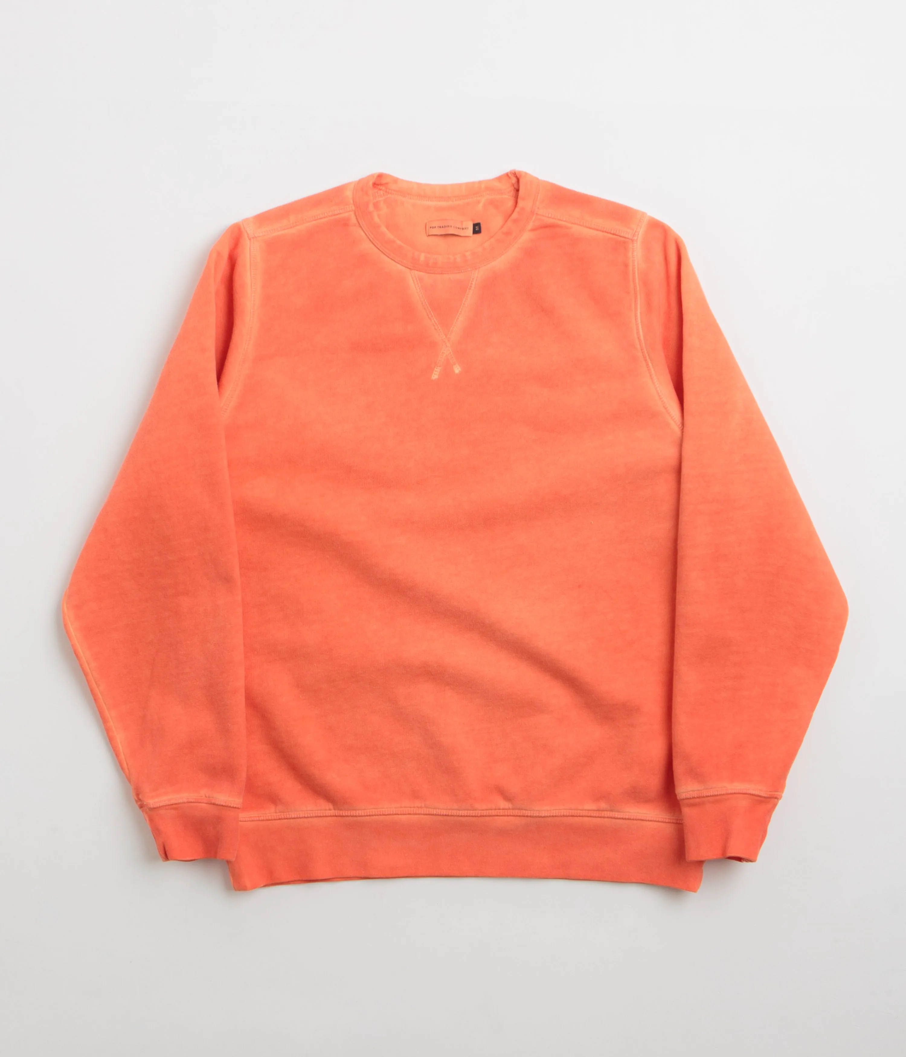 Pop Trading Company Logo Crewneck Sweatshirt - Island Poppy pearl accents Relaxed Vibe