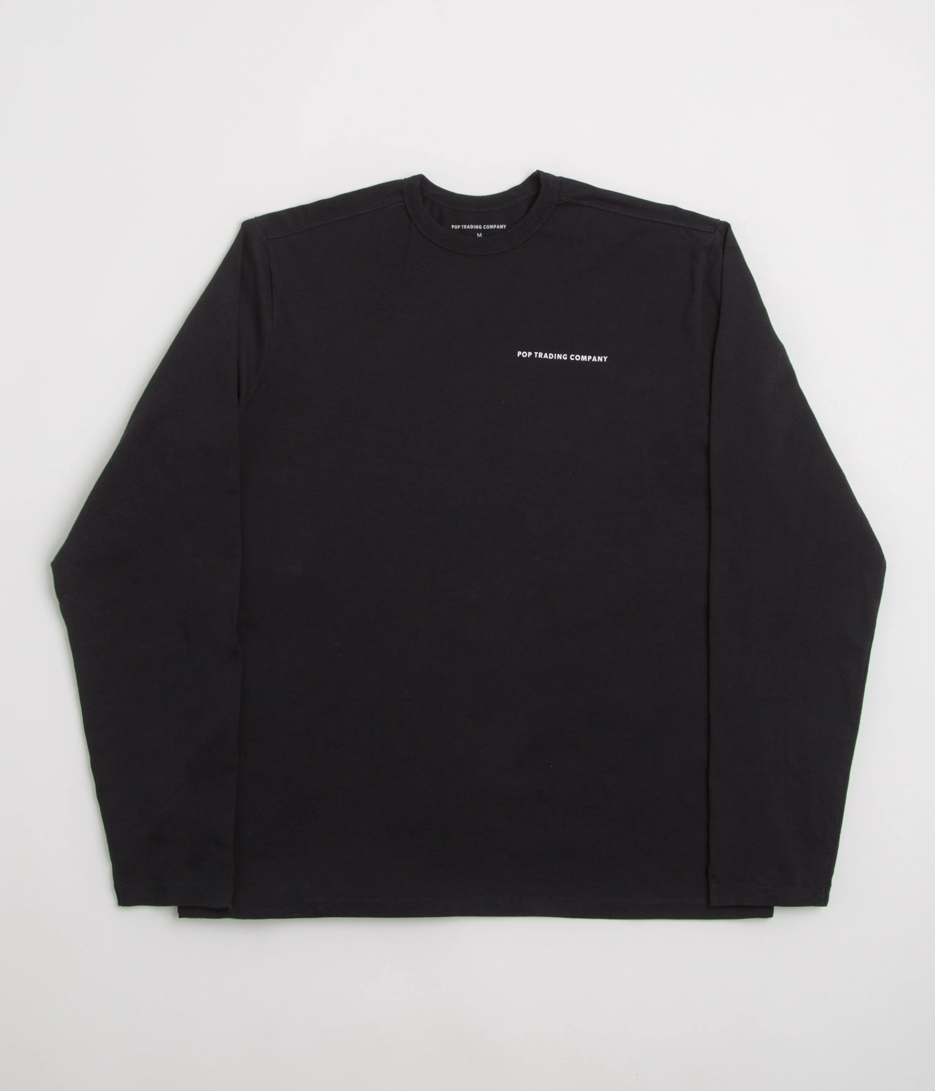 Pop Trading Company Logo Long Sleeve T-Shirt - Black / White pocket