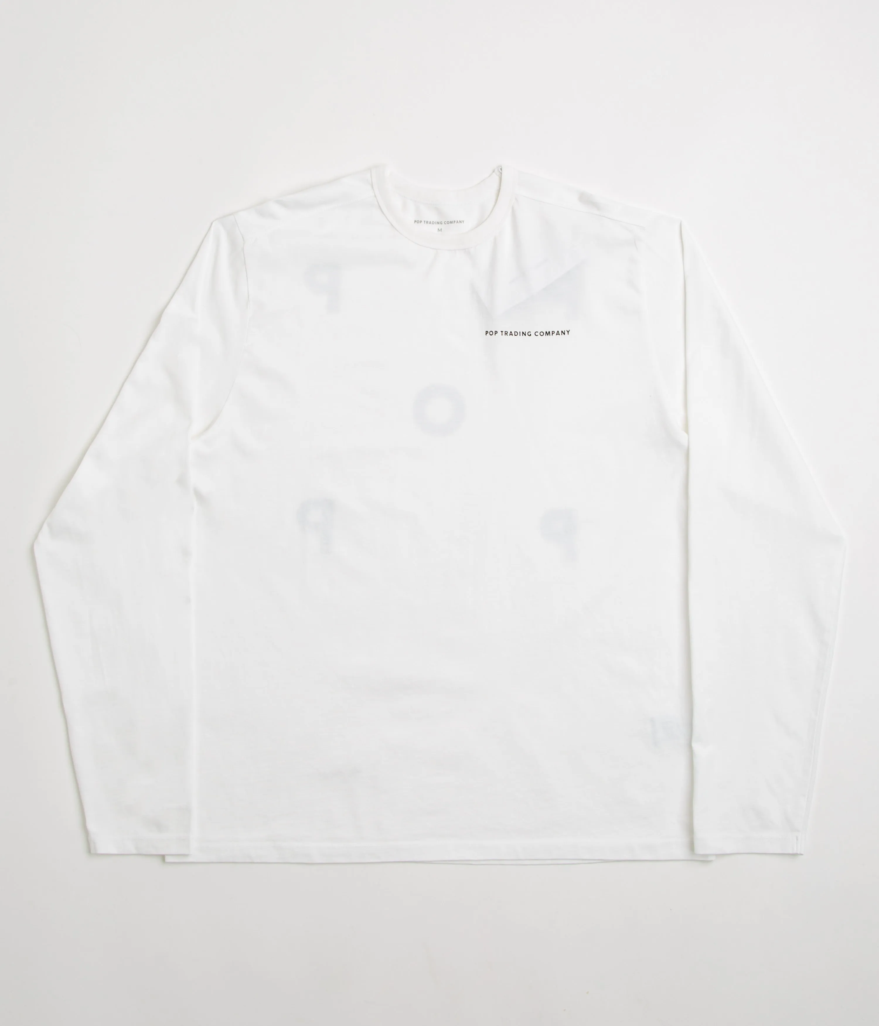 Pop Trading Company Logo Long Sleeve T-Shirt - White / Black Formal Style rugby event