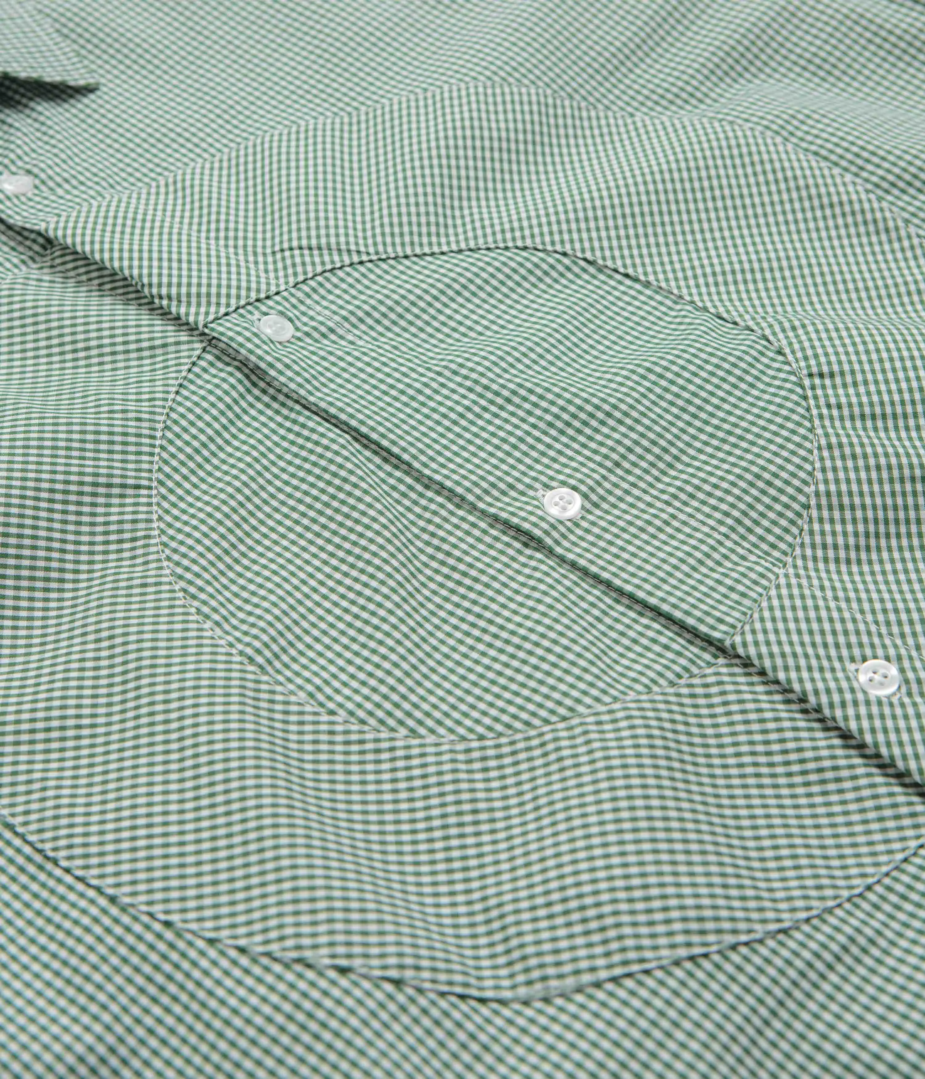 Pop Trading Company O Short Sleeve Gingham Shirt - Green / White Thermoregulating Layer Metallic Finish