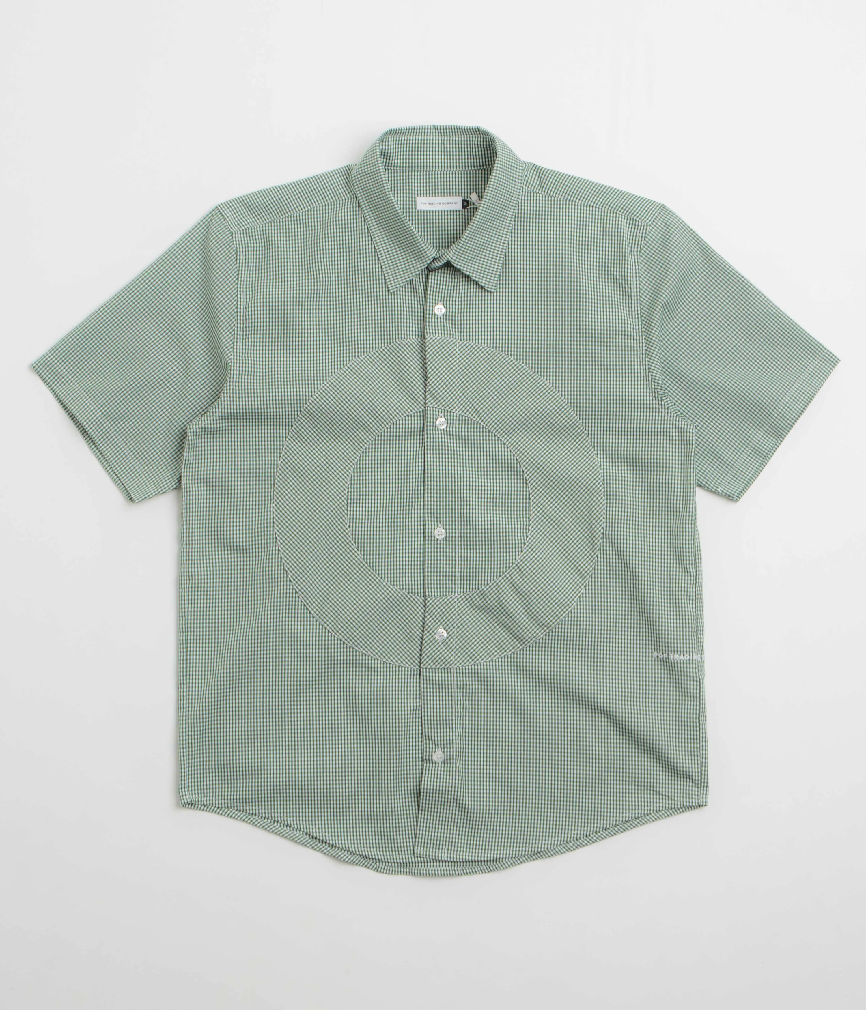 Pop Trading Company O Short Sleeve Gingham Shirt - Green / White Eco-friendly Breathable Underarm Vents