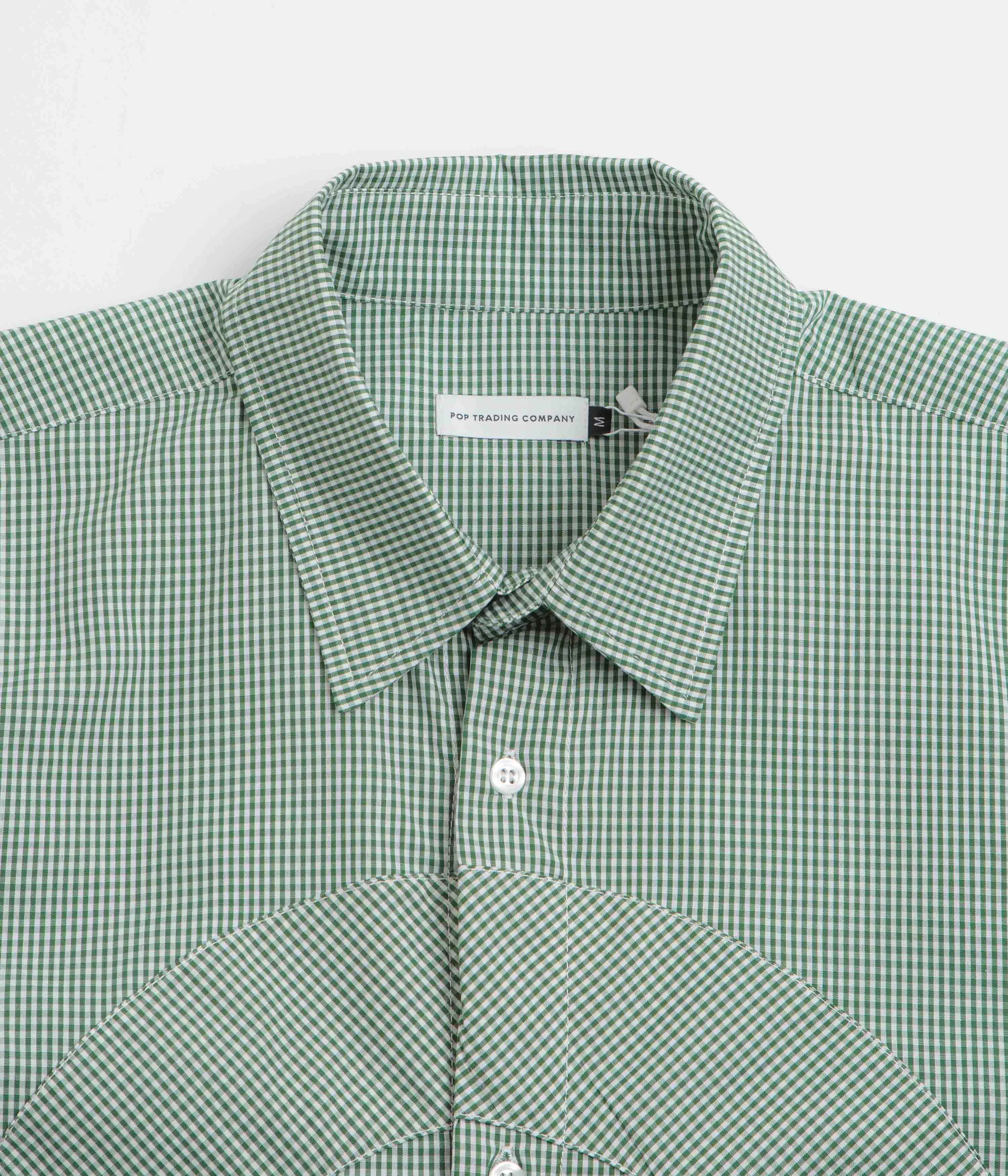 Pop Trading Company O Short Sleeve Gingham Shirt - Green / White Bold Hue Fall Fashion