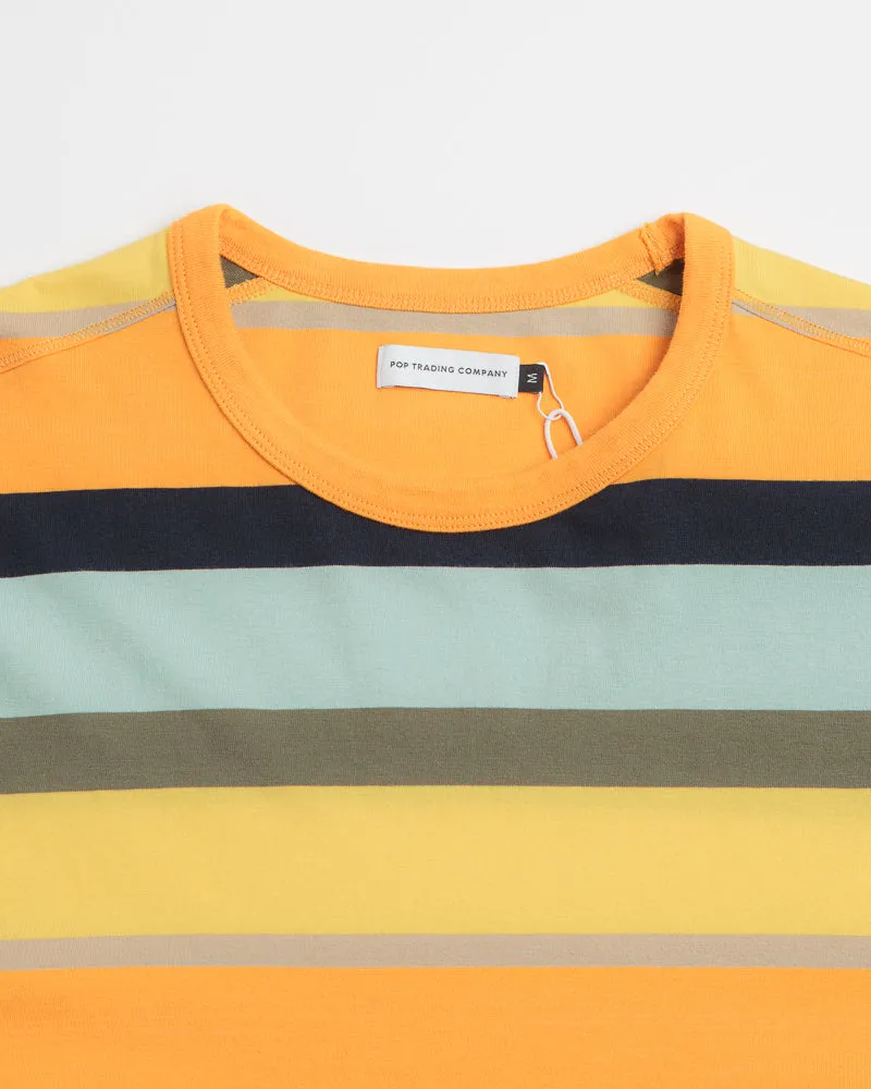 Pop Trading Company Striped Logo Long Sleeve T-Shirt - Yellow / Multicolour library venue
