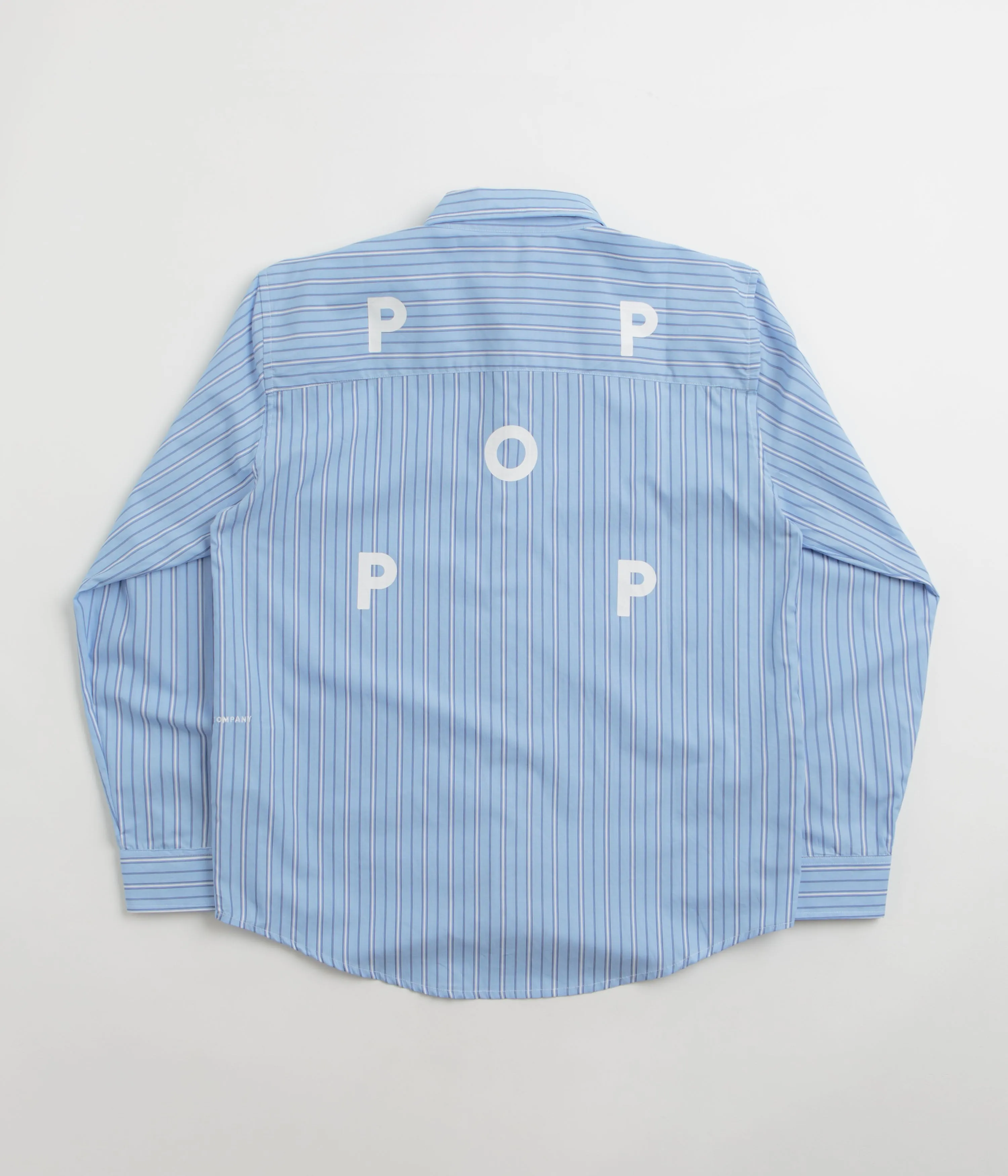 Pop Trading Company Striped Logo Shirt - Blue Rooftop Bar Moisture Wicking Layer