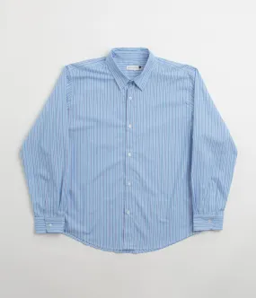 Rugged Style Pre Shrunk Cotton Blend Pop Trading Company Striped Logo Shirt - Blue