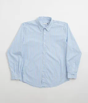 Pop Trading Company Striped Logo Shirt - White Pre Shrunk Cotton Blend