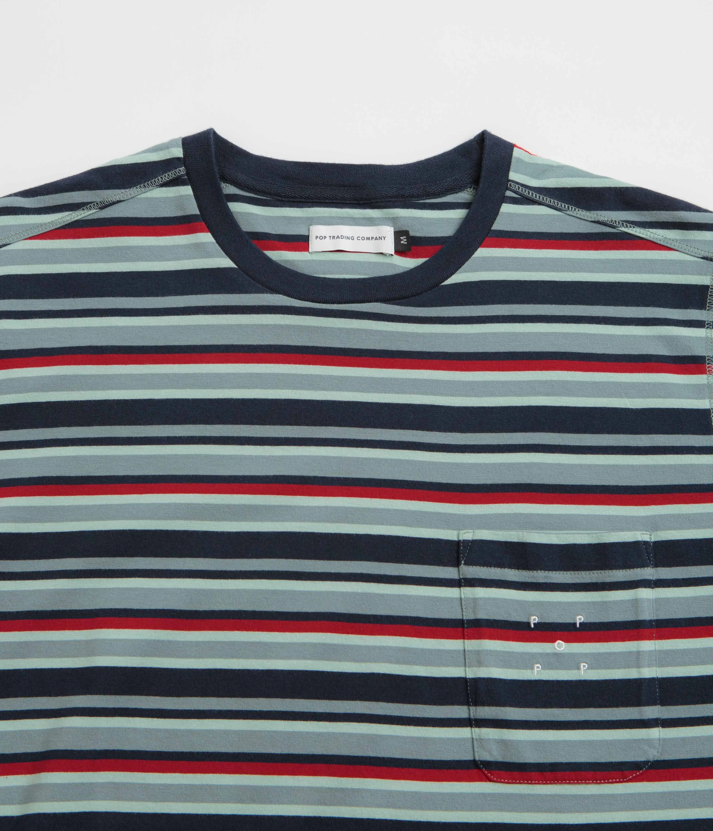 Pop Trading Company Striped Pocket T-Shirt - Multicolour / Red garden event nursing clothes