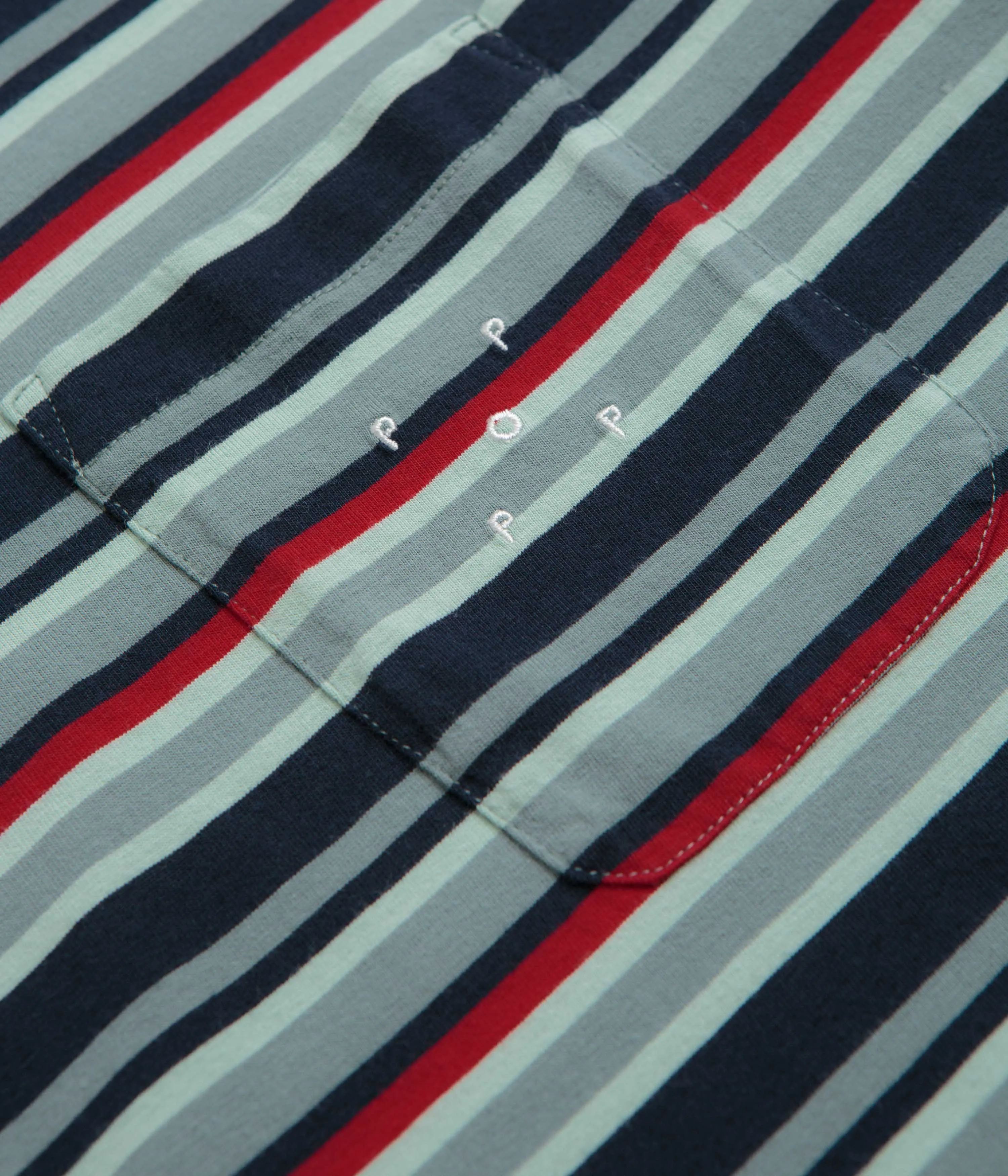 Pop Trading Company Striped Pocket T-Shirt - Multicolour / Red Youth