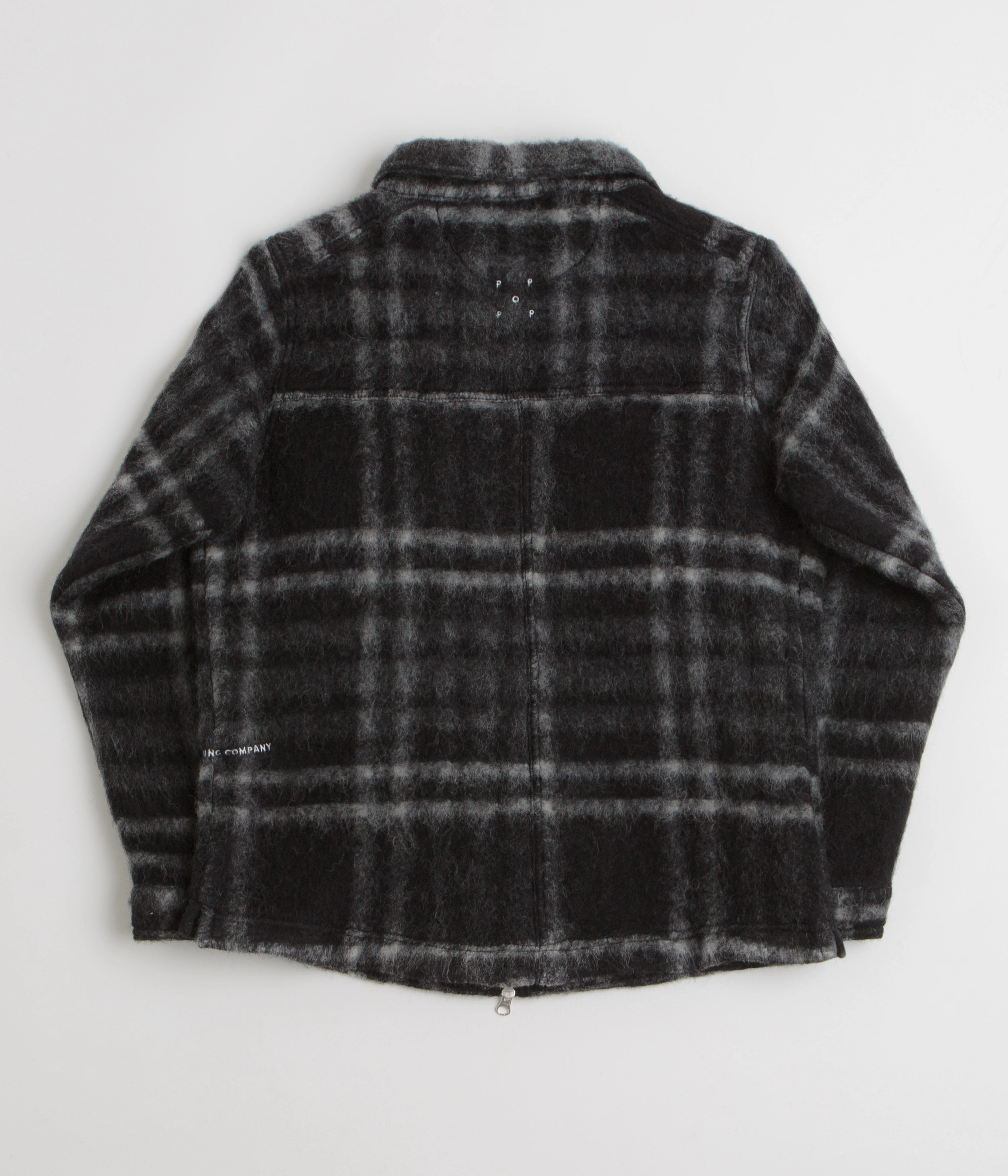 Pop Trading Company Checked Wool Shirt Jacket - Black / Charcoal suitable for city tours