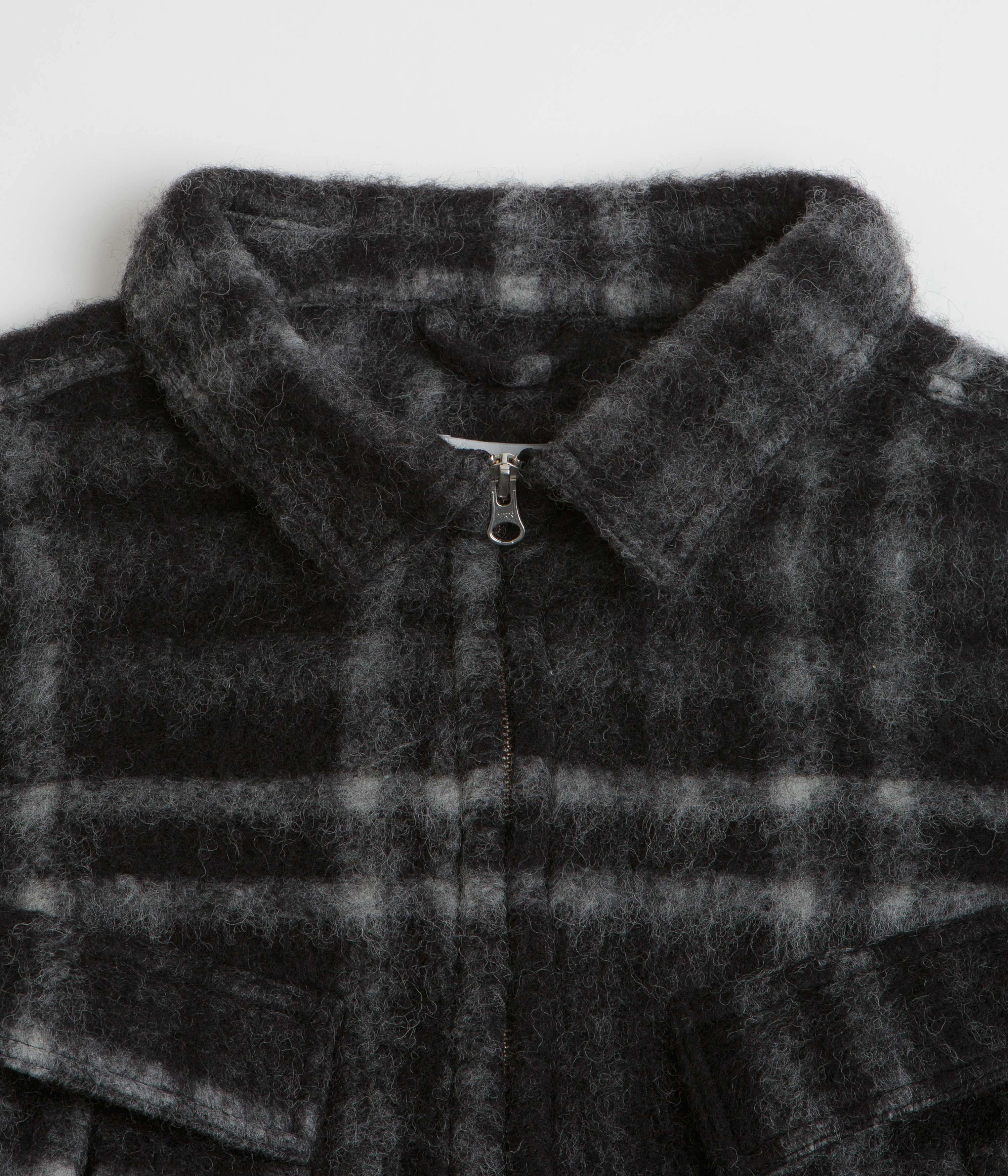 Layering Compatible Fashion Layer Pop Trading Company Checked Wool Shirt Jacket - Black / Charcoal