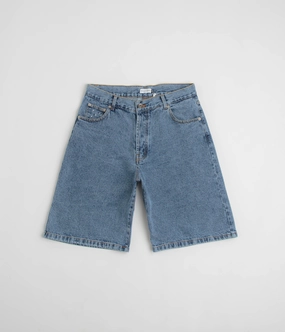 Pop Trading Company DRS Denim Shorts - Stone Washed Crisp Look Adjustable Waist