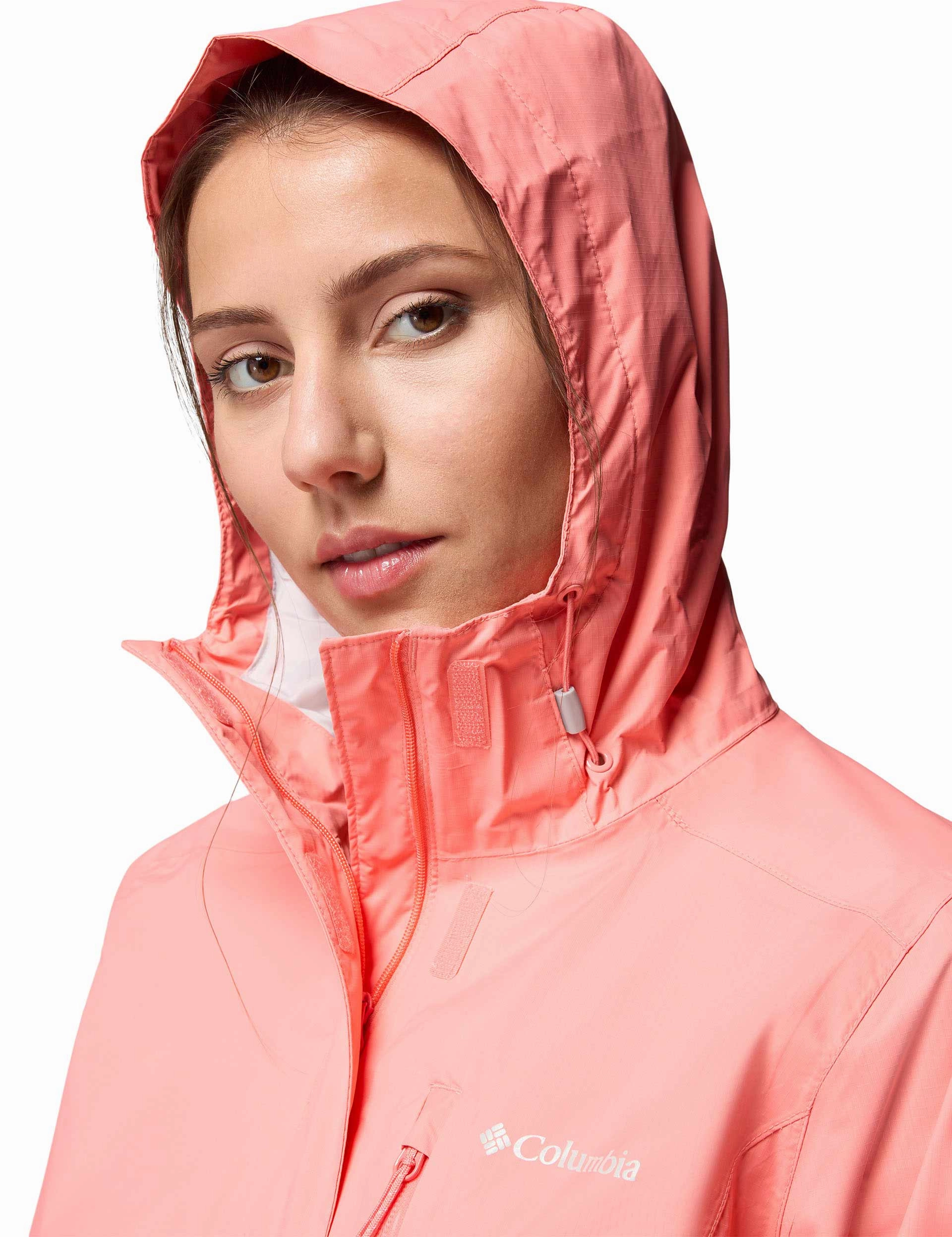 Pouring Adventure III Waterproof Hiking Jacket - Alpenglow Low Profile Collar AbrasionResistantEdging