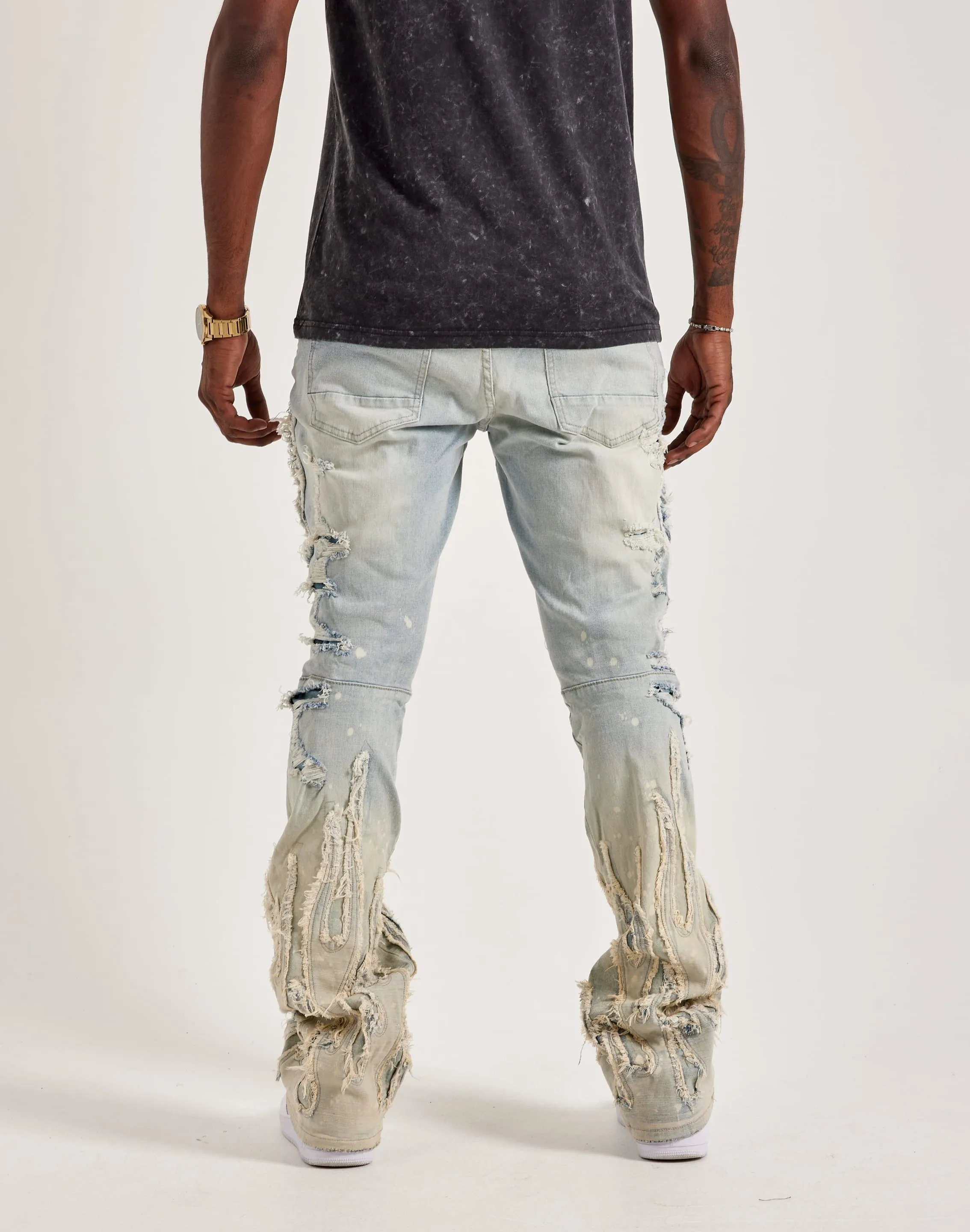 Magnetic Closure HighDurabilityClothing Smoke Rise Flame Rip & Repair Stacked Jeans