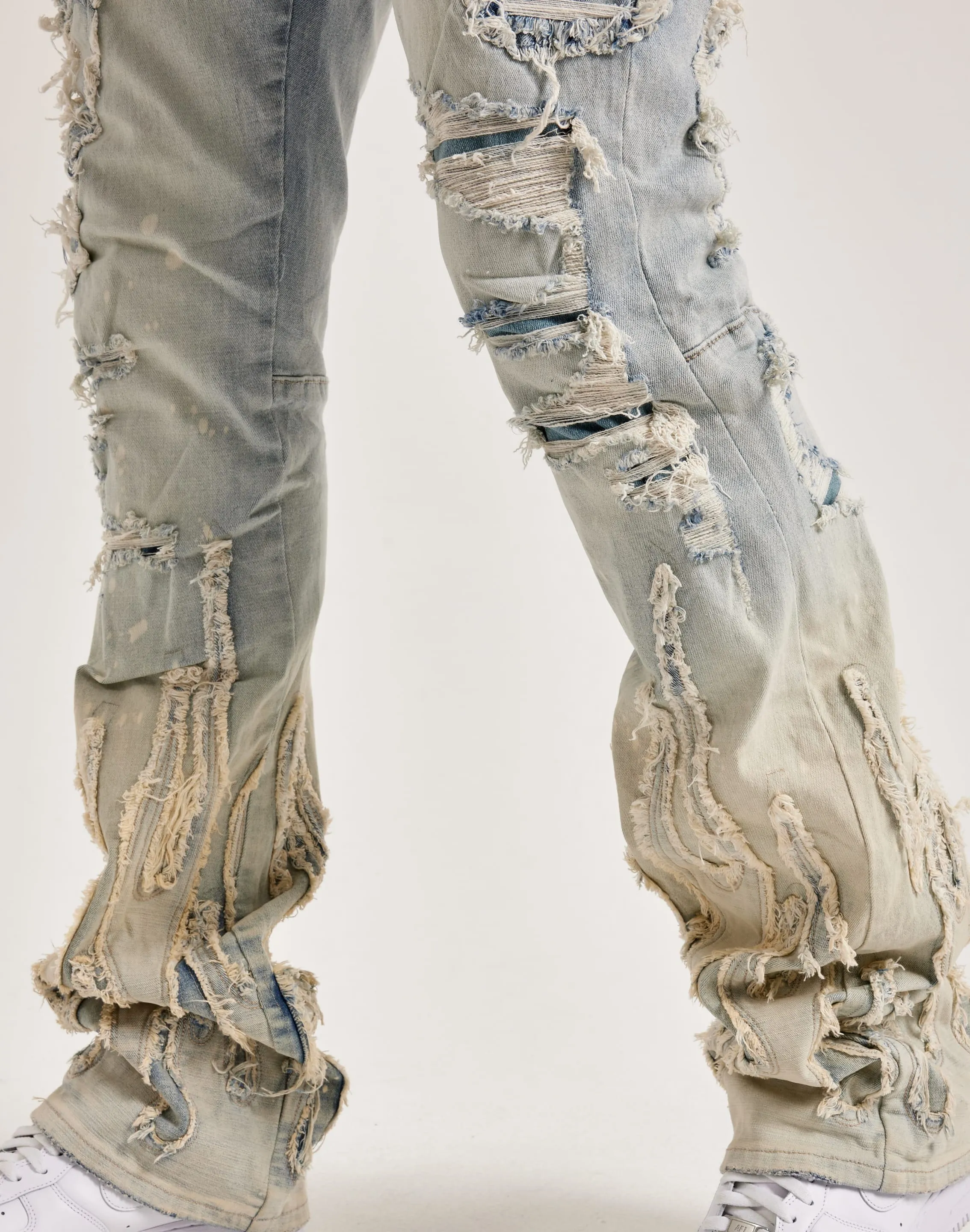 Cyber Core Smoke Rise Flame Rip & Repair Stacked Jeans
