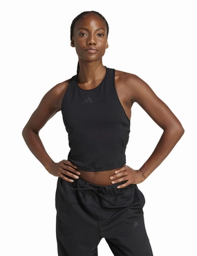 complex appearance aluminum body Power 3-Stripes Racerback Bra Tank Top - Black