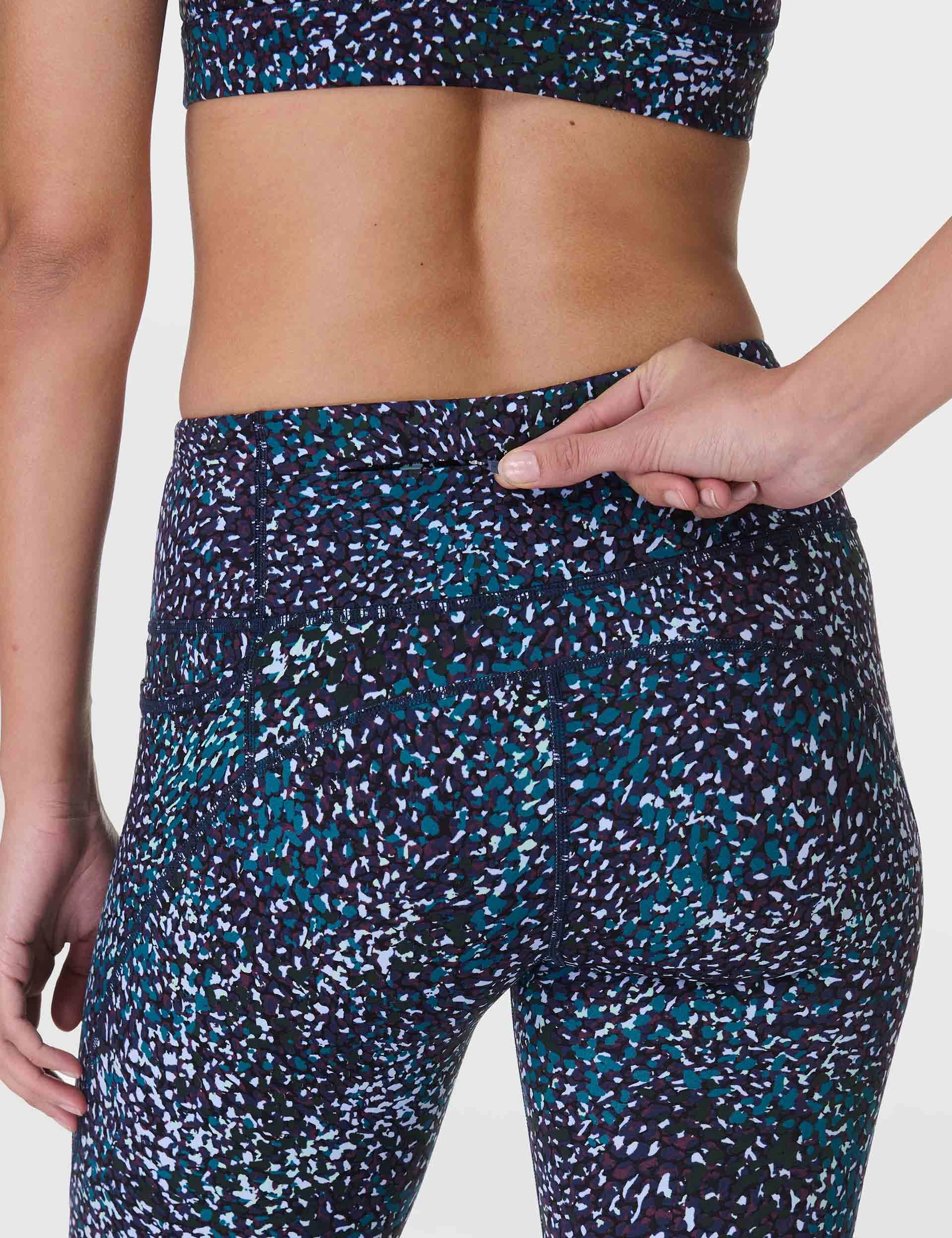 Sculpting Fit Seam Free Power 7/8 Gym Leggings - Blue Aurora Print