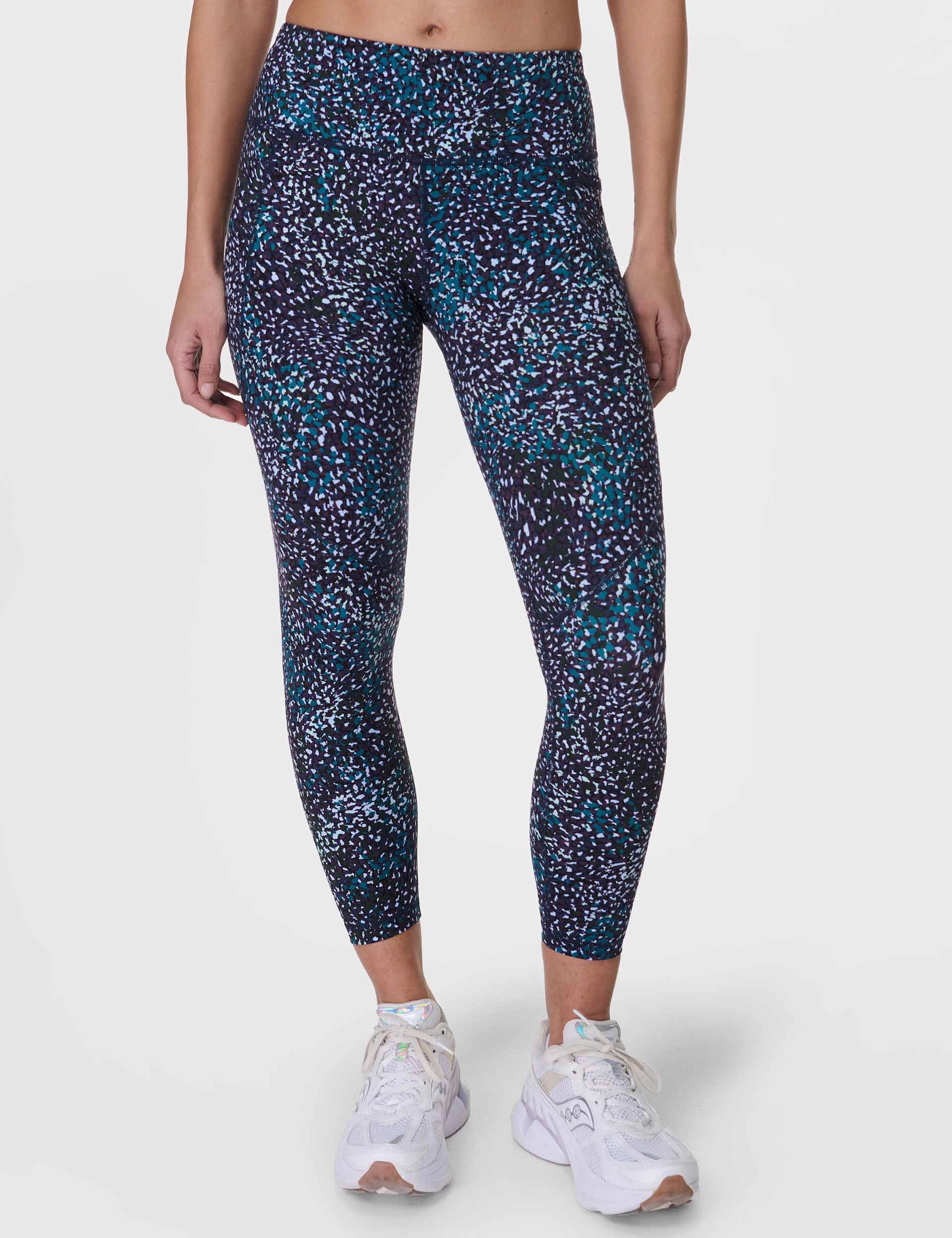 Power 7/8 Gym Leggings - Blue Aurora Print Sleek Fabric