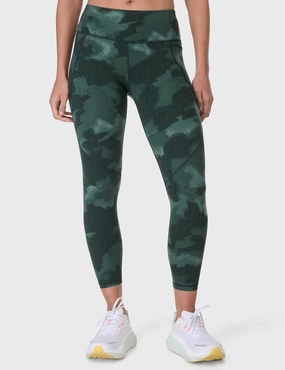 Non See Camping Gear Power 7/8 Gym Leggings - Green Terrain Camo Print