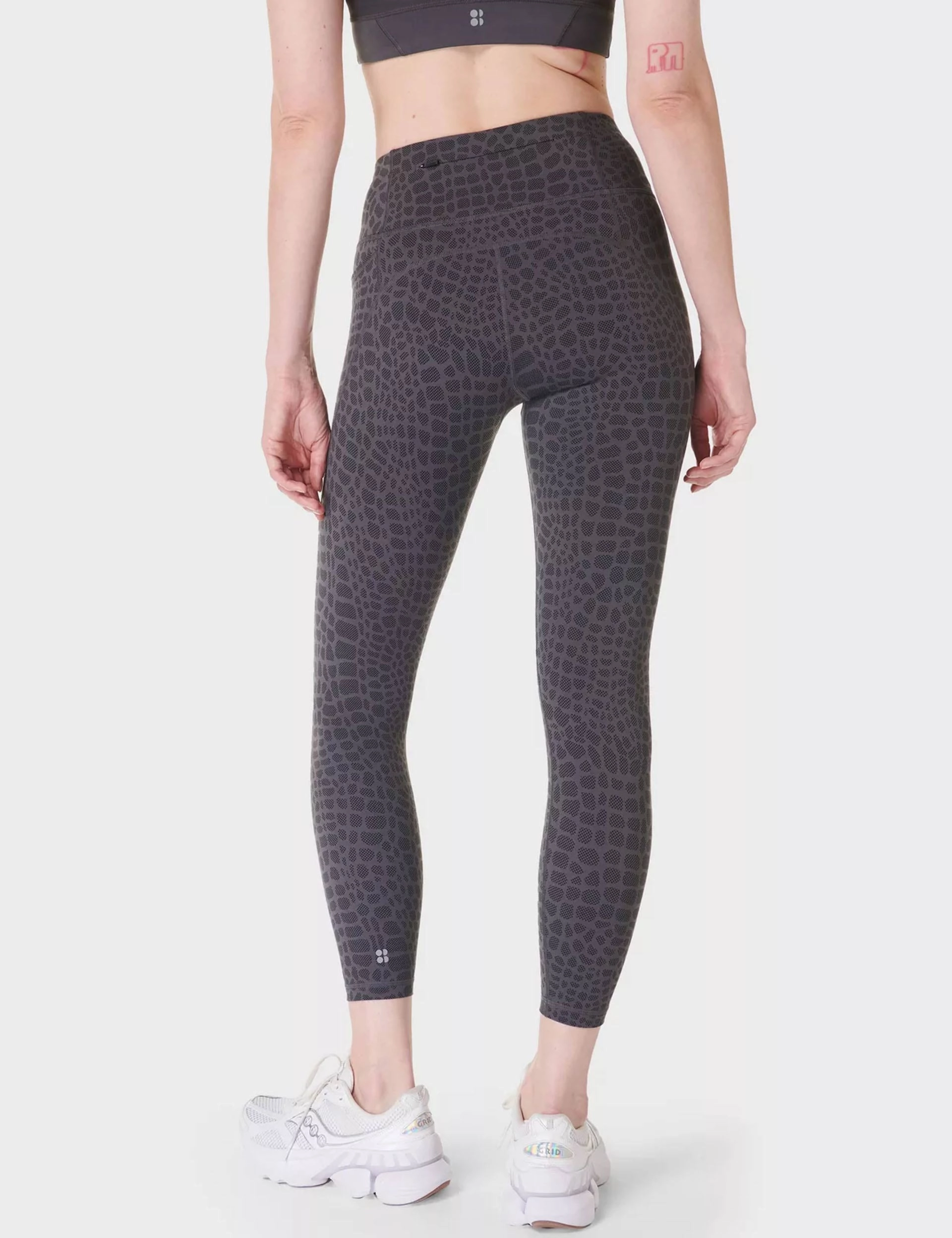 Power 7/8 Gym Leggings - Grey Croc Halftone Print High Durability