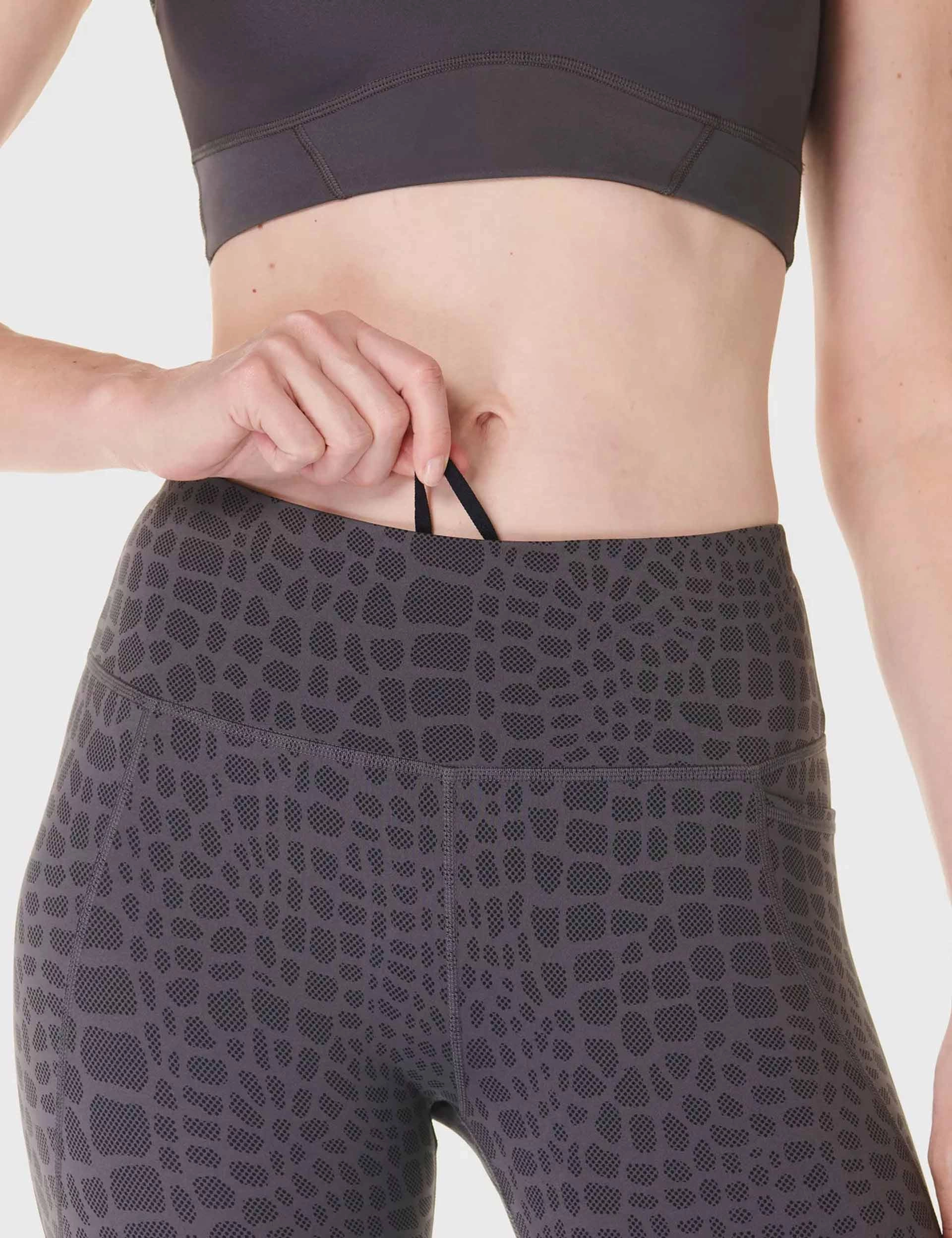 Power 7/8 Gym Leggings - Grey Croc Halftone Print Petite Size Casual Day