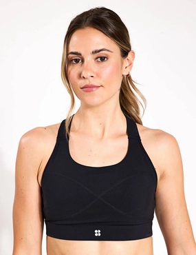 Invisible stitching seams Power Medium Support Sports Bra - Black