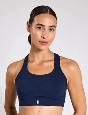 Power Medium Support Sports Bra - Navy Blue Versatile Strap Configuration