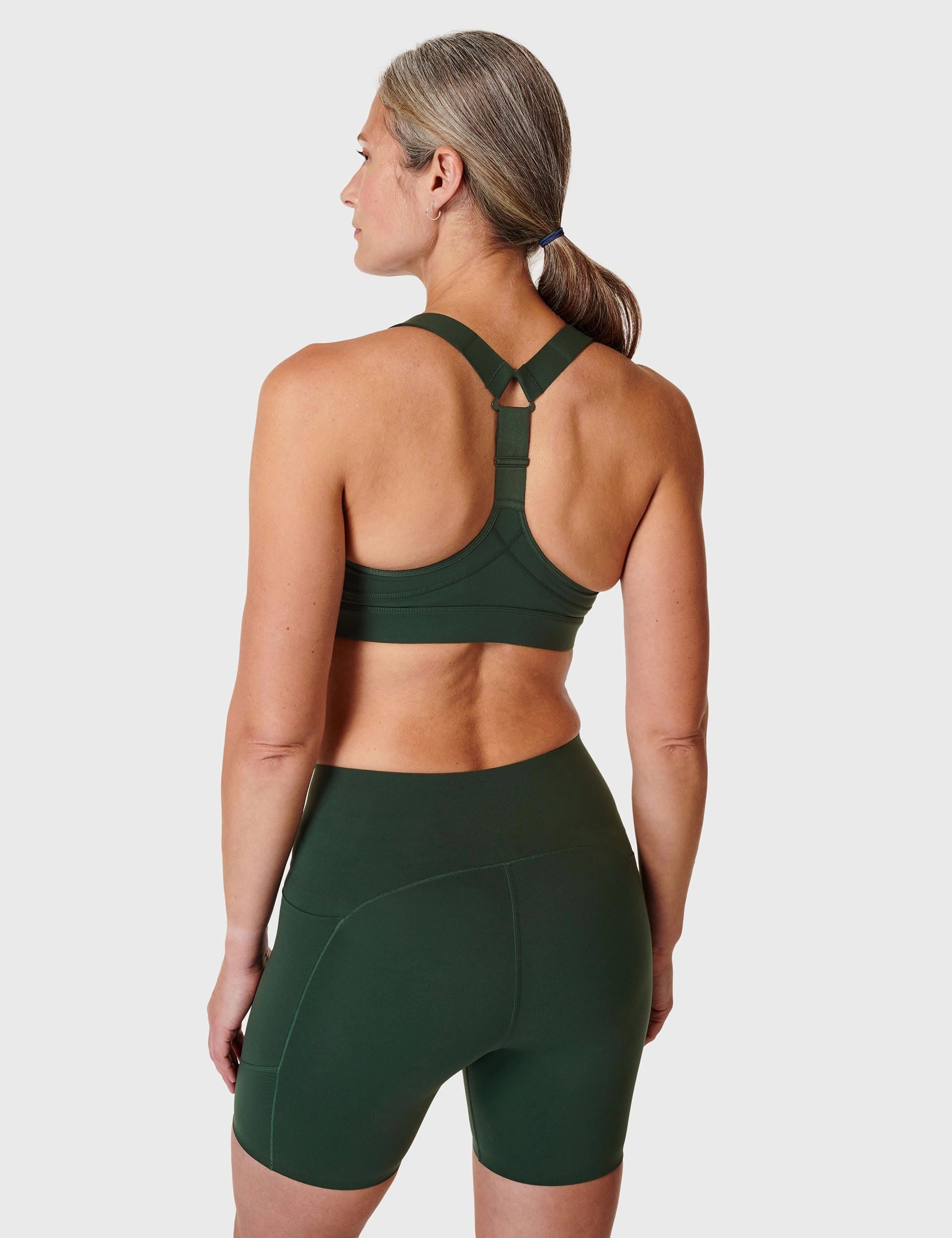 Soft Microfiber Smooth Fabric Power Medium Support Sports Bra - Trek Green