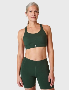 Power Medium Support Sports Bra - Trek Green Camouflage Black fitness clothes