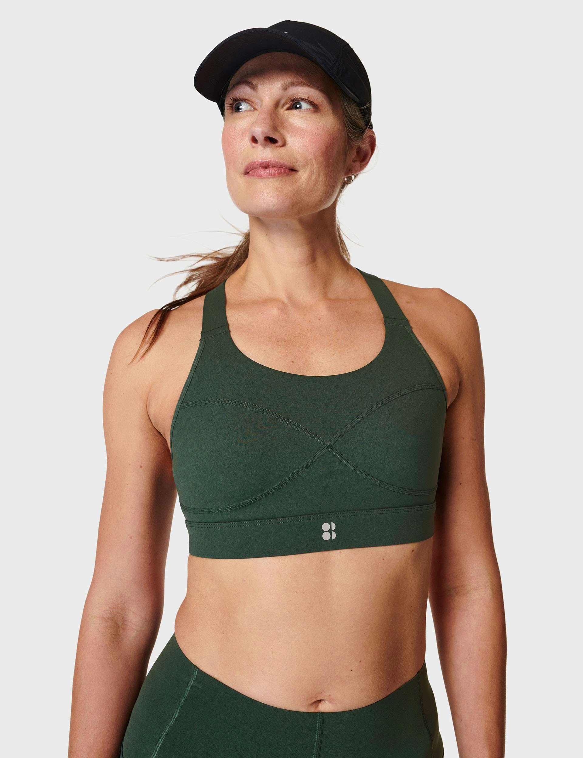 Power Medium Support Sports Bra - Trek Green Spandex