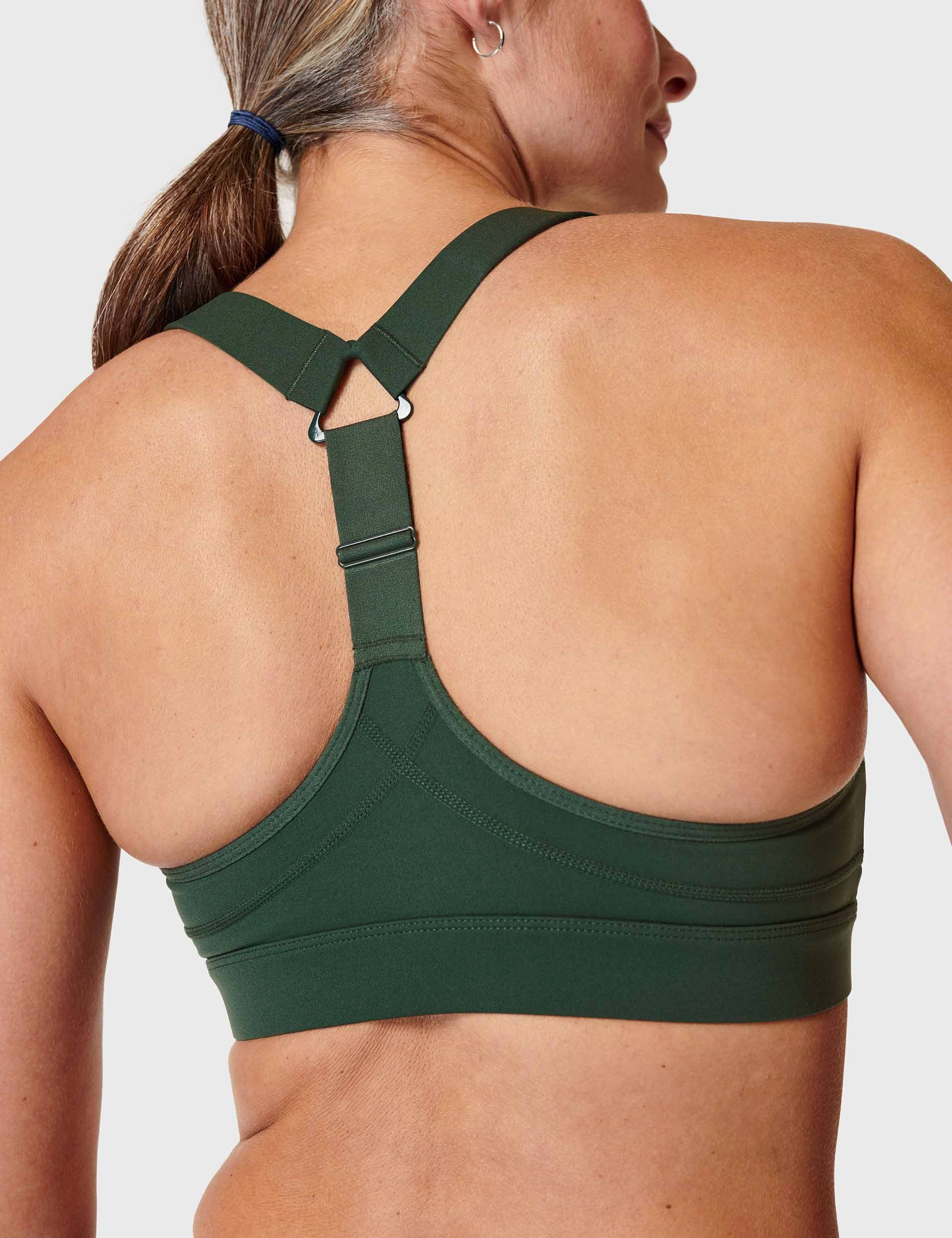 Spandex fabric Power Medium Support Sports Bra - Trek Green