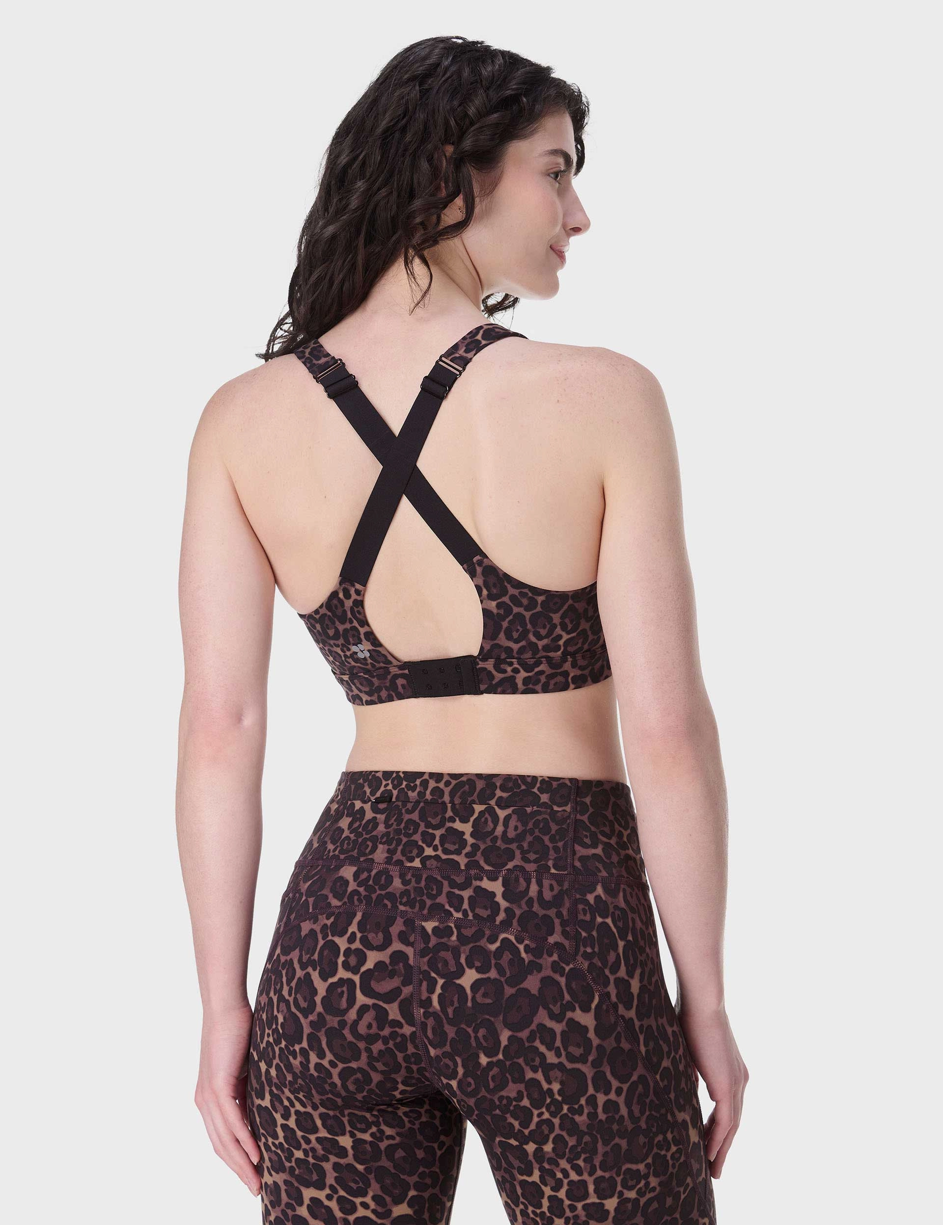 Power Pulse Bra - Brown Wild Leopard Print Turtleneck