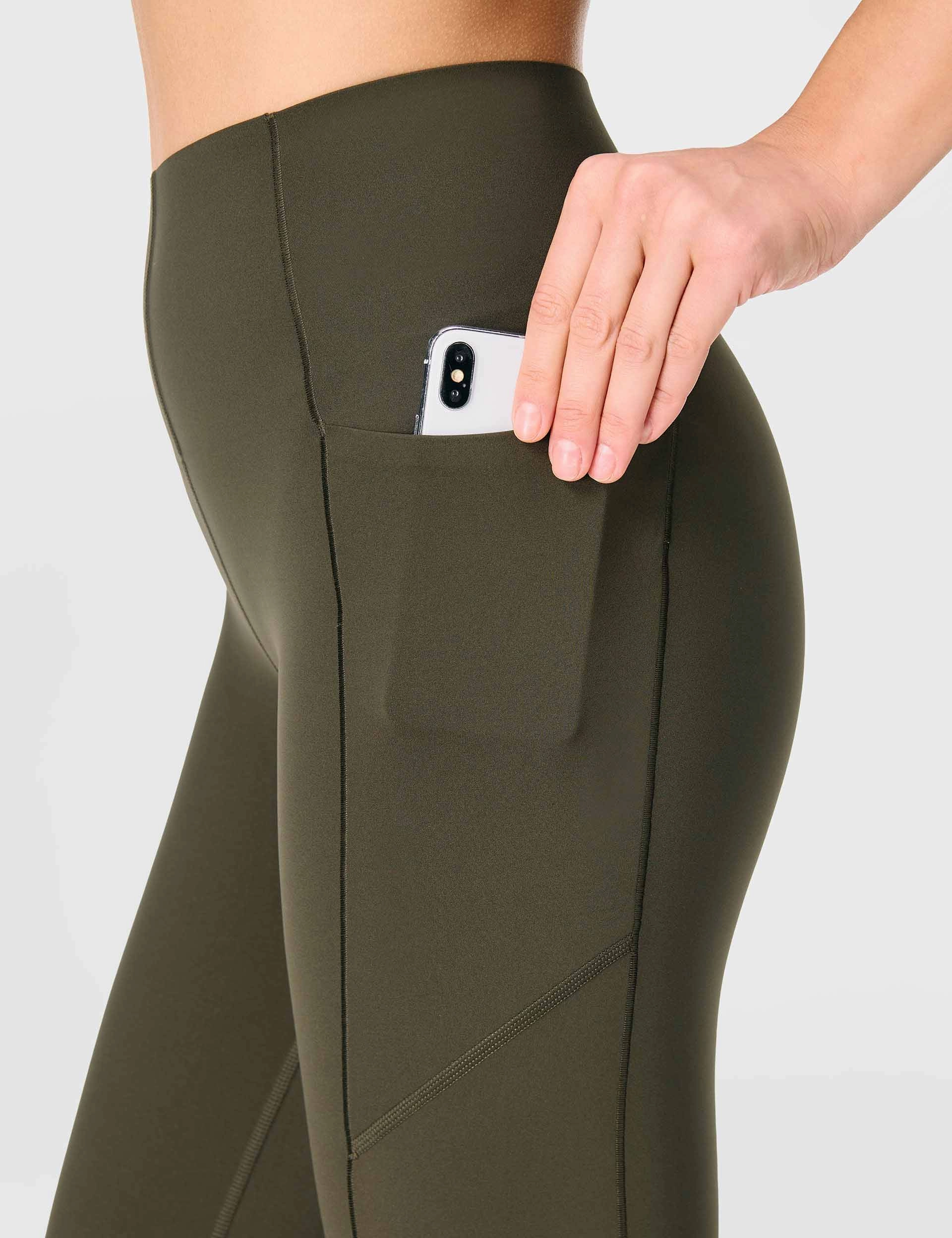 Power UltraSculpt High Waisted Gym Leggings - Nori Green Breathable Fabric Beach Walk Ankle length